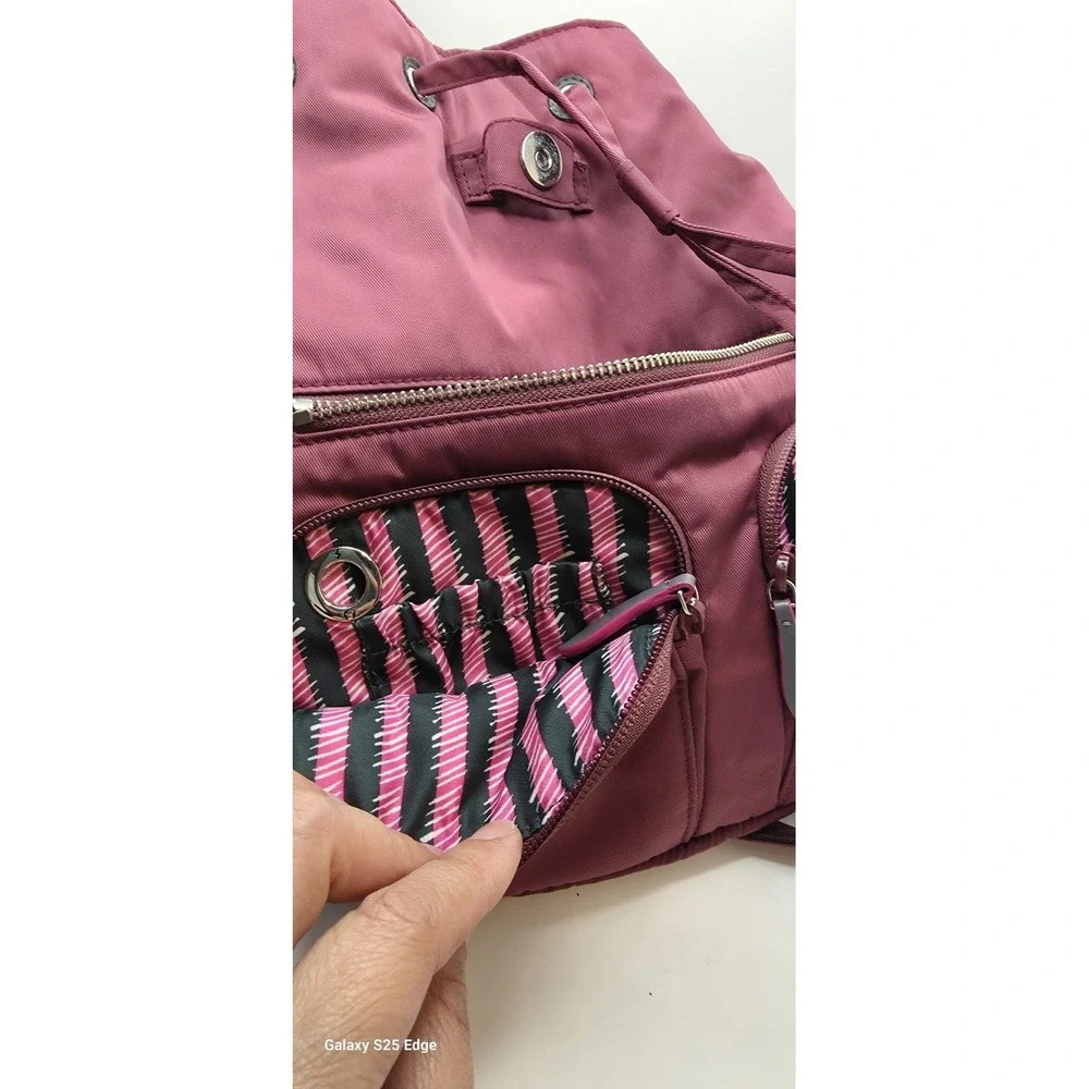 Vera Bradley Burgundy Nylon Drawstring Backpack Flap Closure 22321-115 Plum